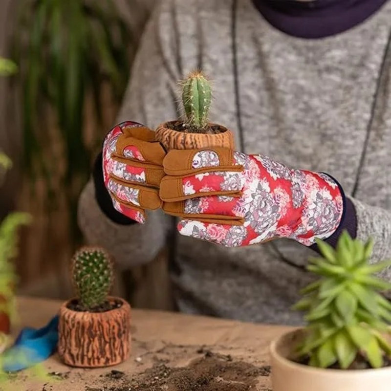Gants de jardinage en cuir pour femme - Gants de travail respirants et flexibles résistants aux épines