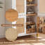 Armoire de rangement de 71 po de style campagnard moderne, 4 portes en rotin, tablettes réglables et supports intégrés pour la cuisine-1656091510