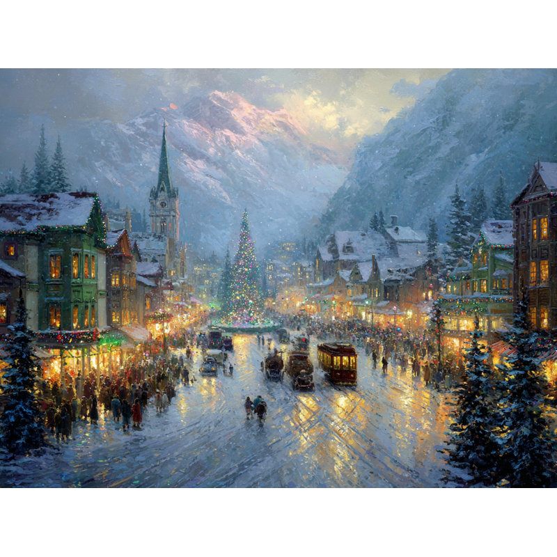 Snowy Valley Christmas Parade - Art mural sur toile tendue, H 30 po x l 40 po