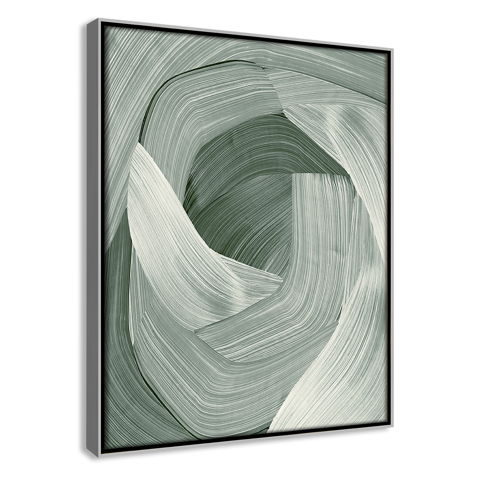 Enriched Emerald - Floater Frame Graphic Art Print on Canvas, Silver , 15.5" H x 12.5" W