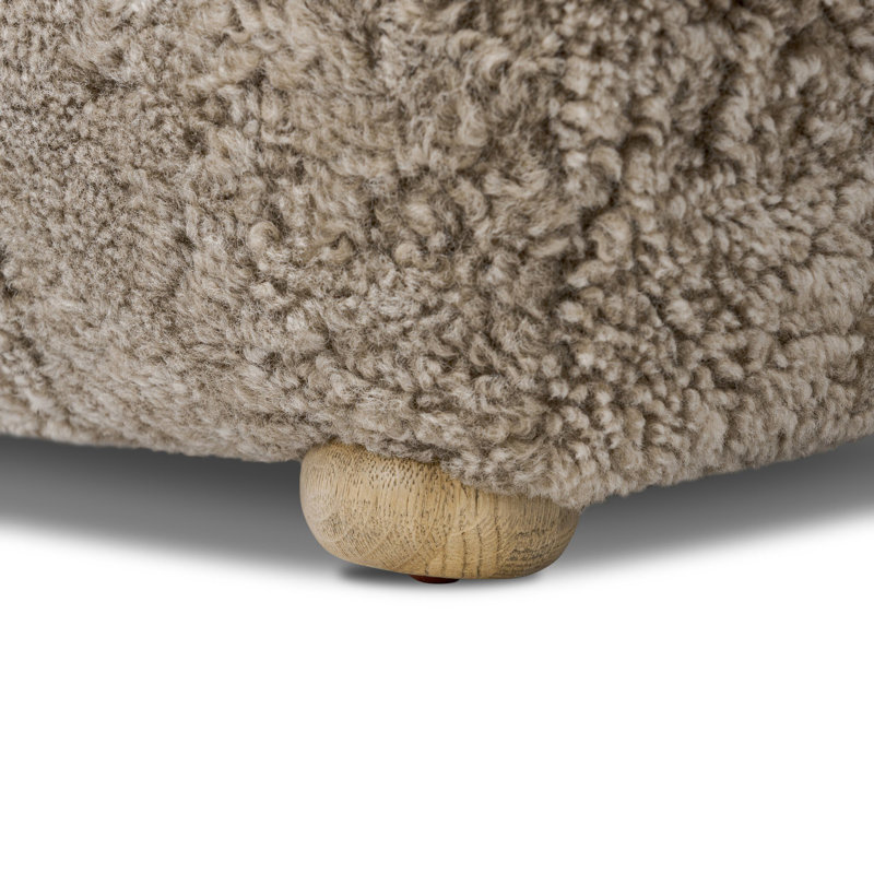 Oslo Ottoman, Taupe Shearling, Worn Oak