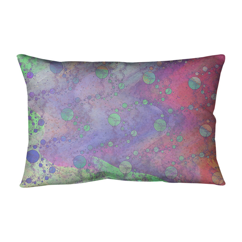 Coussin lombaire à pois intérieur / extérieur Katelyn Elizabeth, Vert / mauve / rouge