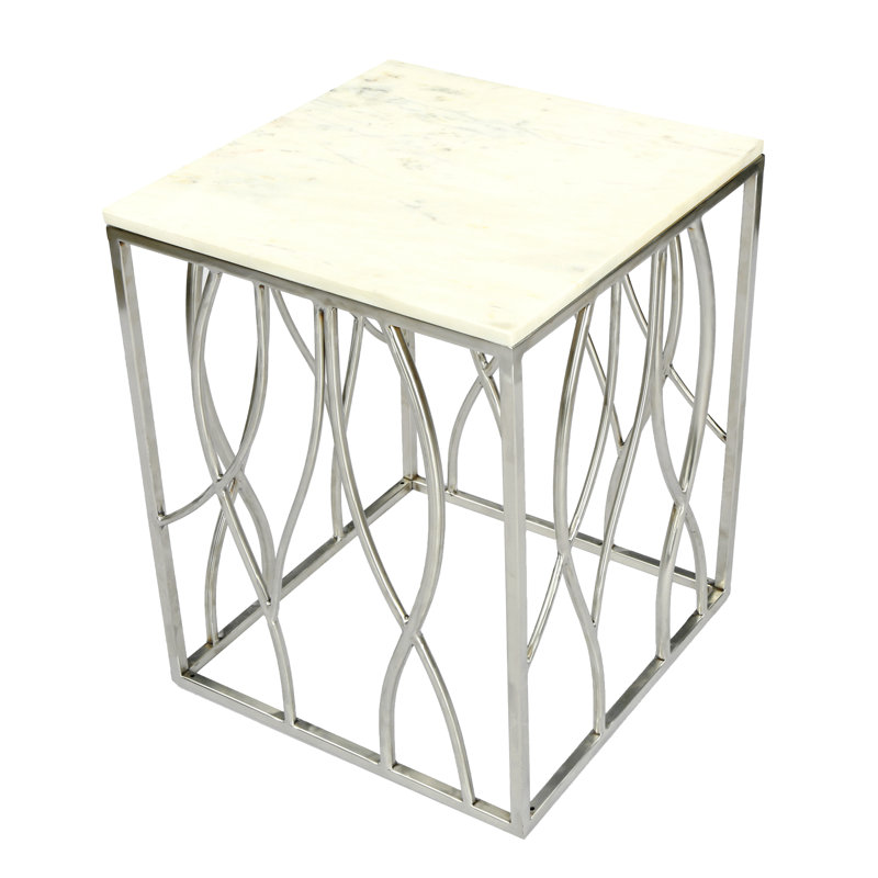 Table de bout carrée avec base en acier inoxydable