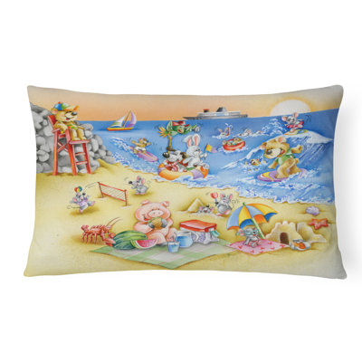  Coussin décoratif intérieur / extérieur en tissu animaux nageant à la plage
