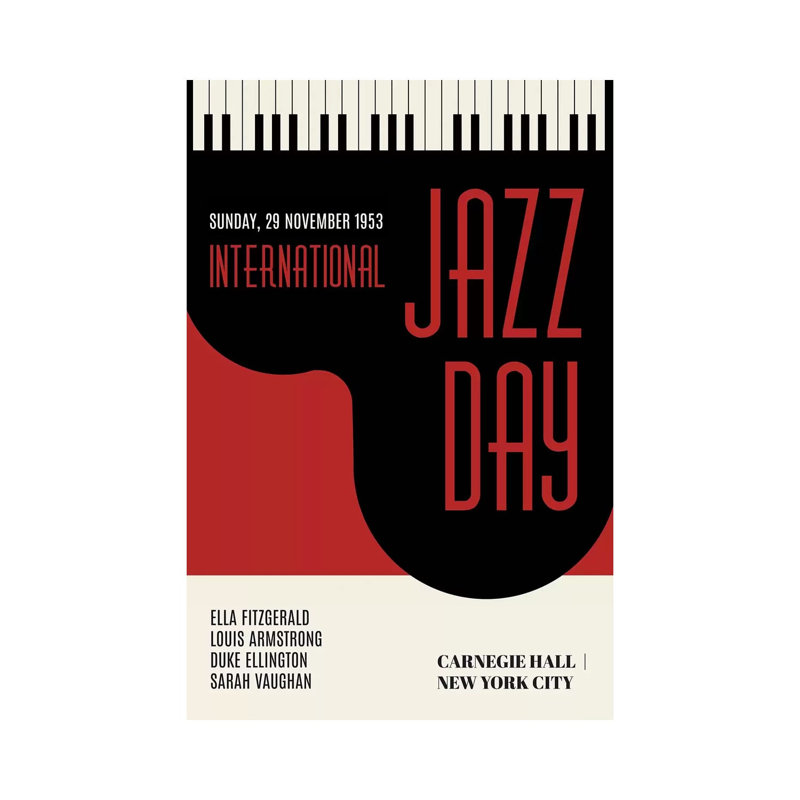 Jazzy Days - Dark Red by Kubistika - Print on Canvas, 30.48cm H x 20.32cm W x 1.91cm D, Wrapped Canvas