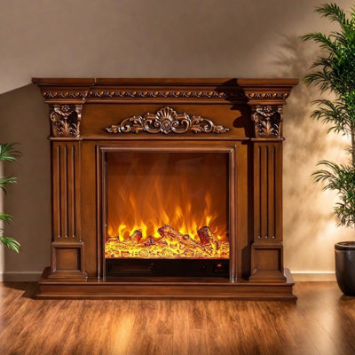 Three-dimensional carving craft fireplace