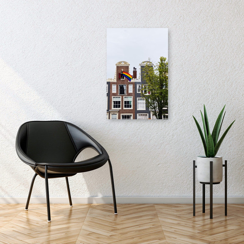 «Amsterdam Rainbow Flag», impression d'art mural de l'architecture abstraite traditionnelle de la ville, H 36 po x l 24 po