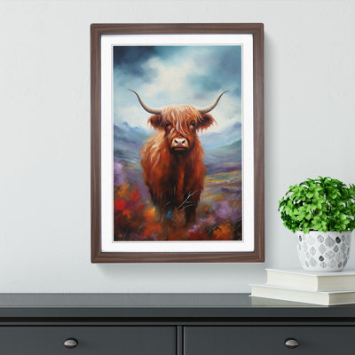 XYZ-FRM-V1223-3637 Highland Cow Modern - Single Picture Frame Print on Wood