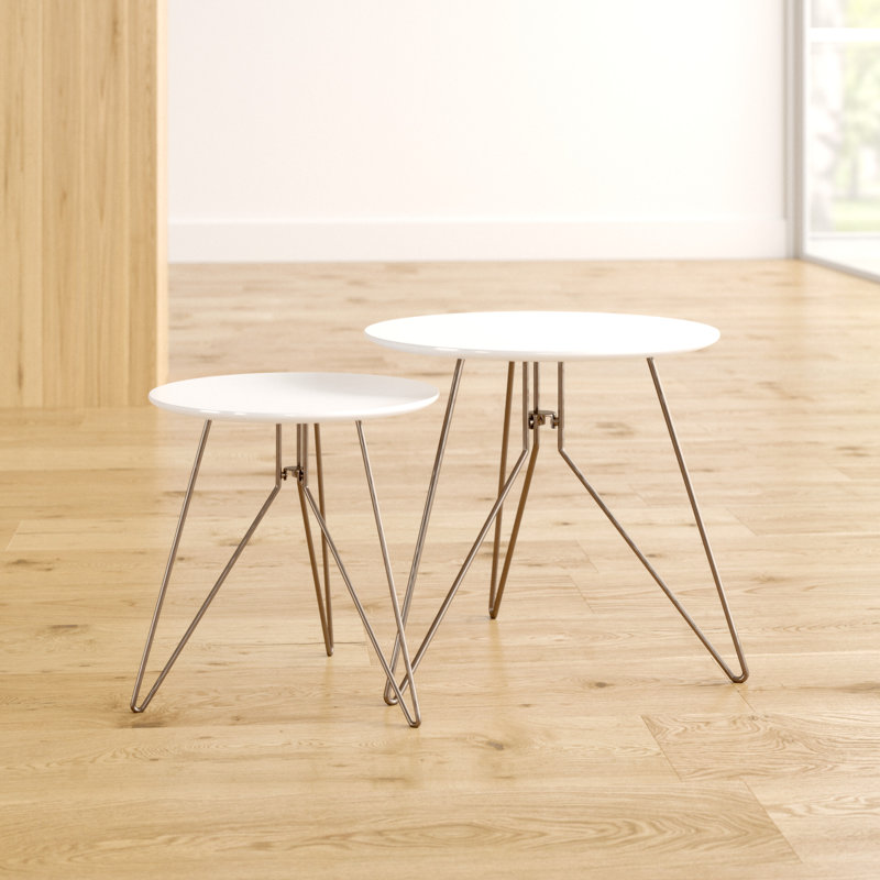 Dolly Nesting Tables, White/Silver