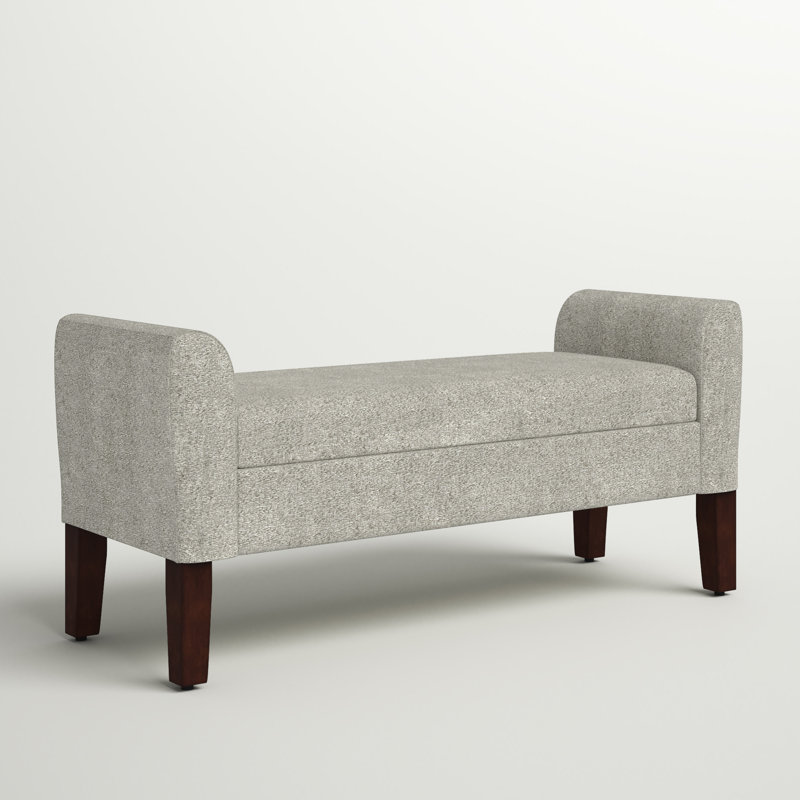 Polyester Upholstered Storage Bench, Pebble Gray