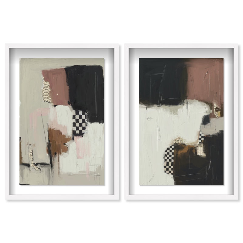 Longing Set Shadowbox Abstract Print by Oliver Gal, Black Frame, 10 x 15, 17.5"H x 25.5"W, White Shadowbox