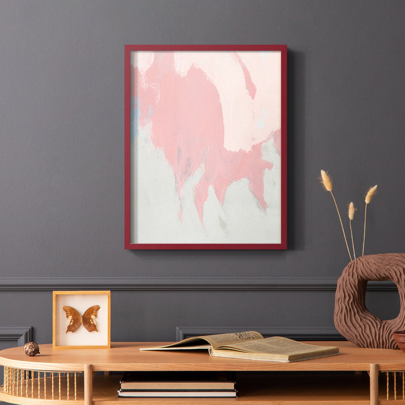 «Blush Abstract II», reproduction encadrée - bois massif, Rouge, H 10 po x l 8 po