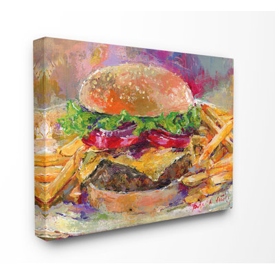 «Brightly Hamburger and Fries Still Life Food», impression