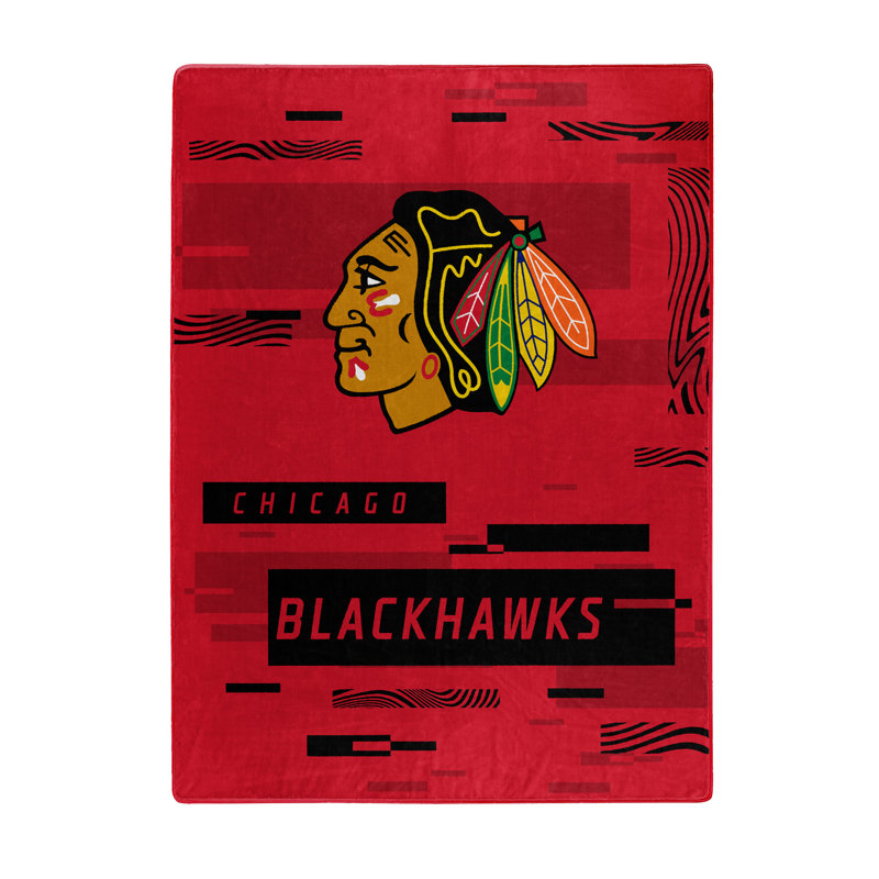 NHL Digitize Raschel Throw Blanket - Oversized 60 x 80 Inches Ultra-Soft Licensed Team Logo Bedding, Red/Black