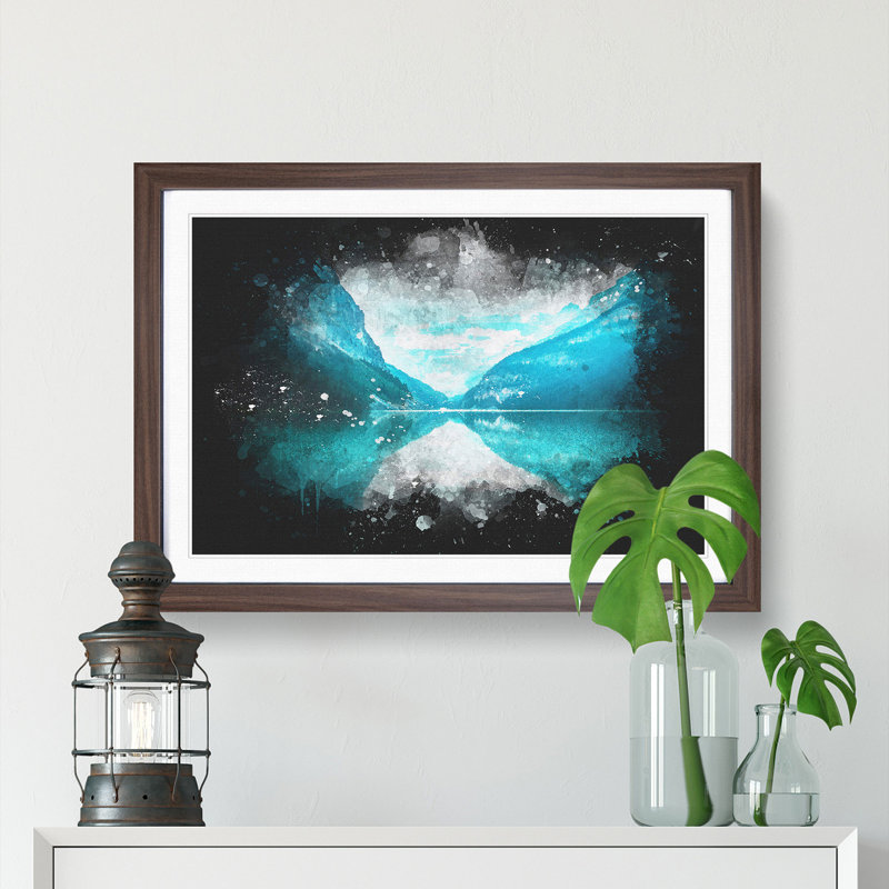 Lake Louise In Canada Paint Splash - Picture Frame Graphic Art, Walnut Framed, 24cm H x 33cm W x 2cm D