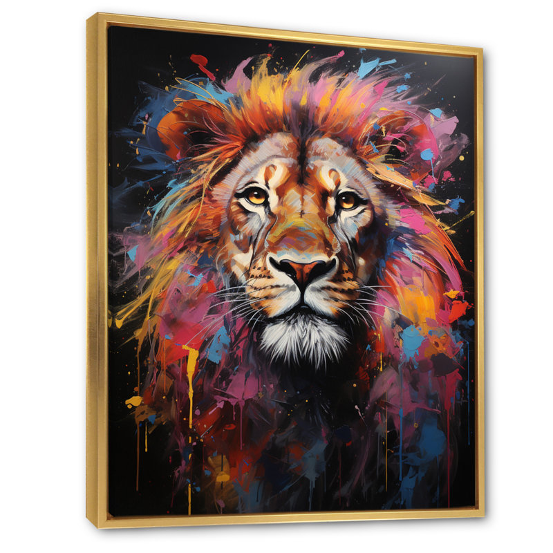 Lion Urban Wild Urban II sur toile, H 44 po x l 34 po x P 1,5 po, Cadre flottant doré