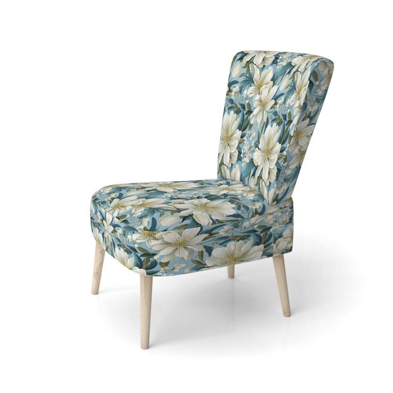 Chaise d'appoint rembourrée Blue Coastal Blossoms