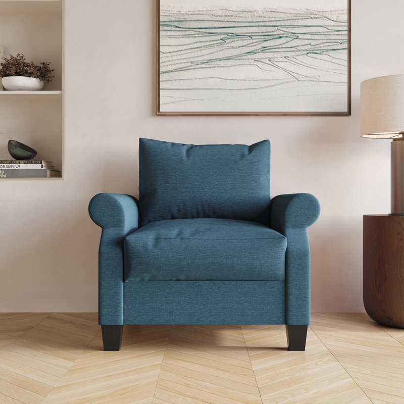 Mayner Upholstered Accent Chair, Blue 100% Linen
