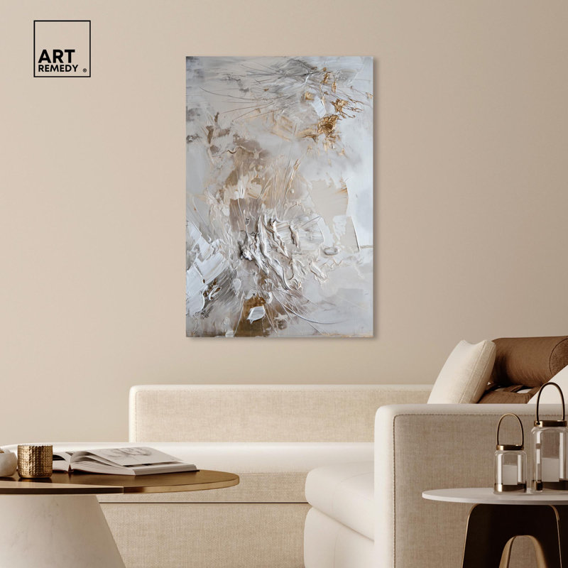 Elegant Gold Abstract Canvas Art, 54" x 36"