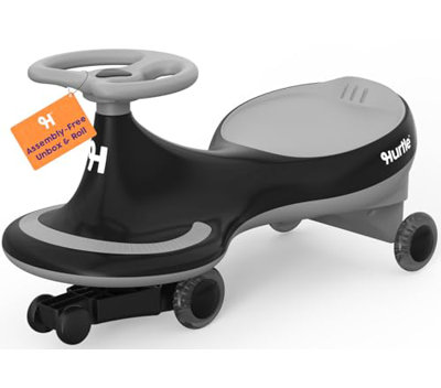 Hurtle Swing Ride On Car, Wiggle Car Toy for Kids, No Pedals, Batteries or Gears, Safe Toddler Ride On Toy with Twist & Go Motion, for Indoor & Outdoor Use, Suitable for Kids Above 2 Years, Black