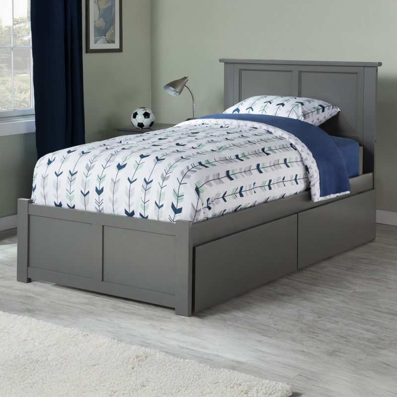Arrianne Solid Wood Platform Bed with Panel Footboard and Storage Drawers, Twin XL