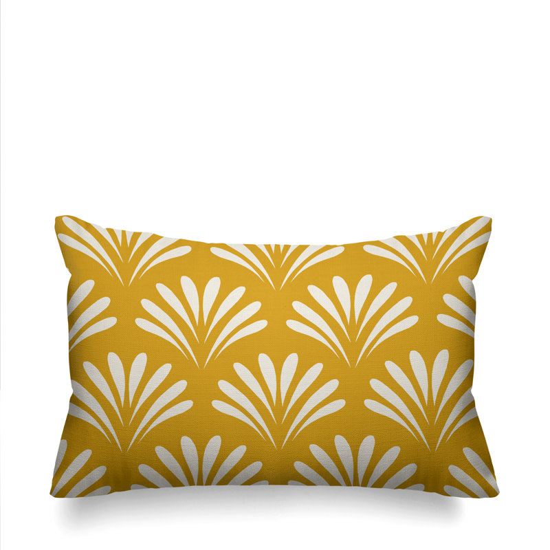 Cara Outdoor Reversible Throw Pillow, 20" H x 14" W, Yellow, Rectangular