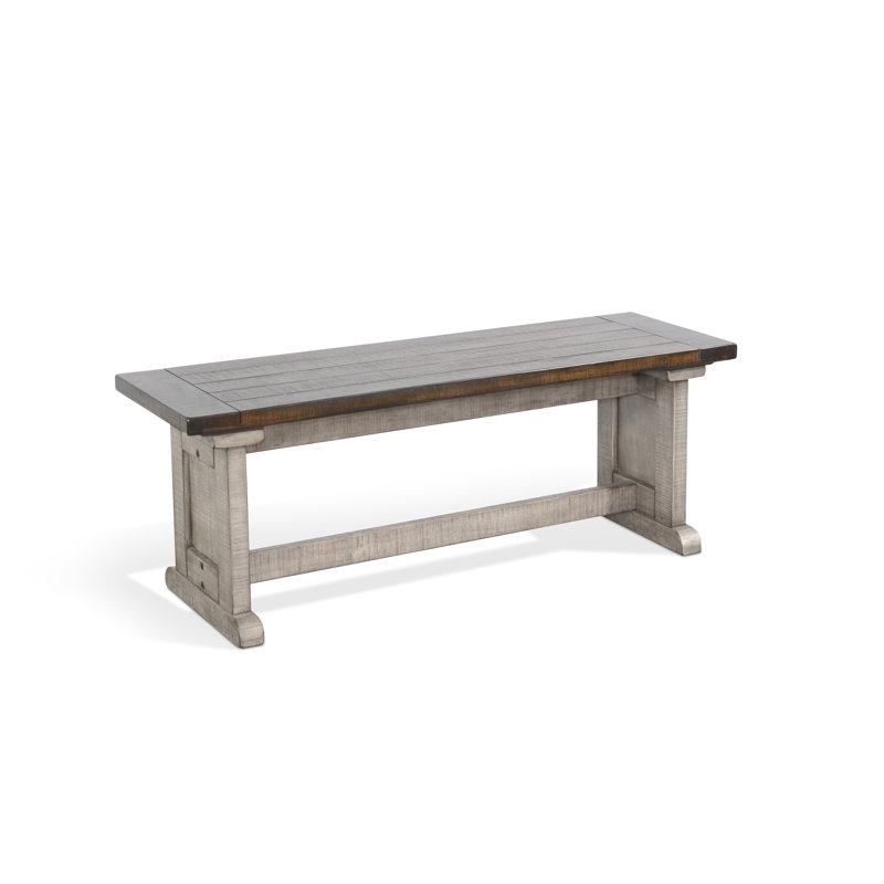 Edenbridge Wood Dining Side Bench, Alpine Gray/Tobacco