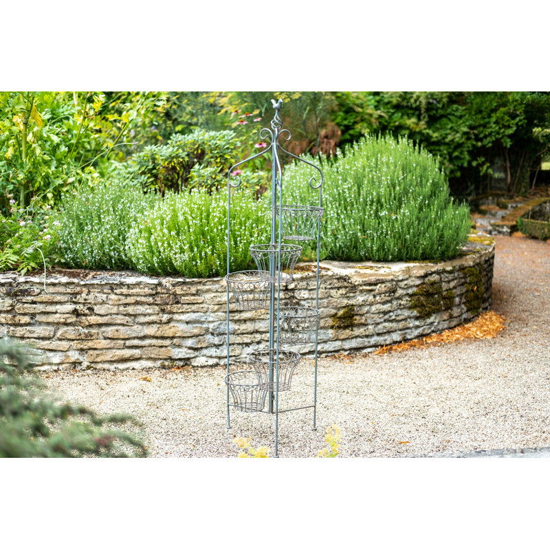 Xan Metal Weather Resistant Plant Stand, Antique Blue