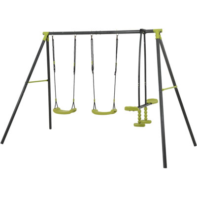 XNS008 Ensemble de balançoire en métal pour enfants à triple sécurité pour enfants avec capacité de charge de 440 lb