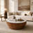 31.5" Modern Round Coffee Table, Sintered Stone Top MDF Veneer Base for Living Room-880213211