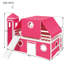 Lit mezzanine double avec tente et tour Slide - Rose