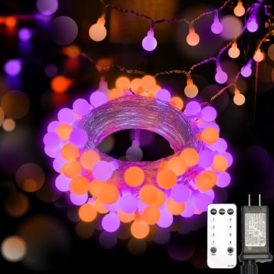 Lumières d'Halloween pour l'intérieur avec télécommande, guirlandes de 33 lumières à DEL mauves et orange de 33 pi, guirlandes électriques avec 8 modes d'éclairage pour les décorations de chambre à coucher, de maison, de bureau et d'Halloween