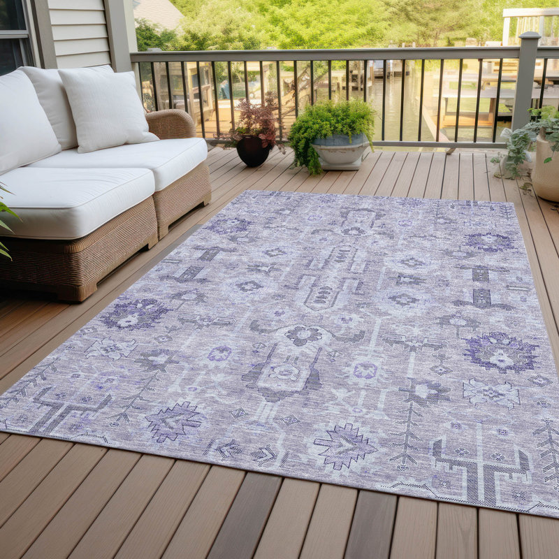 Myda Flatweave Washable Oriental Indoor / Outdoor Rug, Rectangle 2'6" x 3'10"
