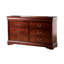 Grande commode Ryla, 6 tiroirs, poignées en métal nickelé, bois massif-100914588