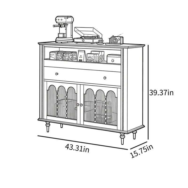 Armoire d'appoint Mid, 39.37" H x 43.31" W x 15.75" D