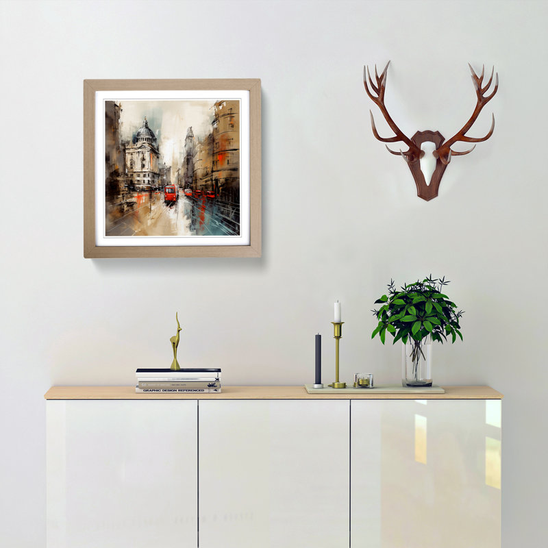 City Of London Gestural Art No.3 - Framed Print, Oak