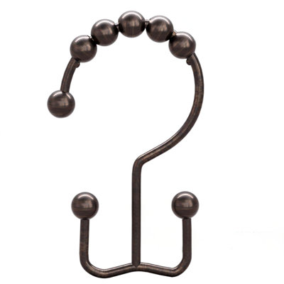 Anneaux de crochets de rideau de douche, crochets de douche à double glissement en métal résistant à la rouille pour tringles de salle de bain, ensemble de 12 crochets - bronze