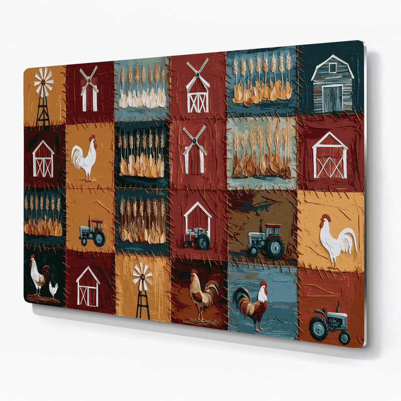 "Farm Farm", art mural brun en métal, H 20 po x l 30 po