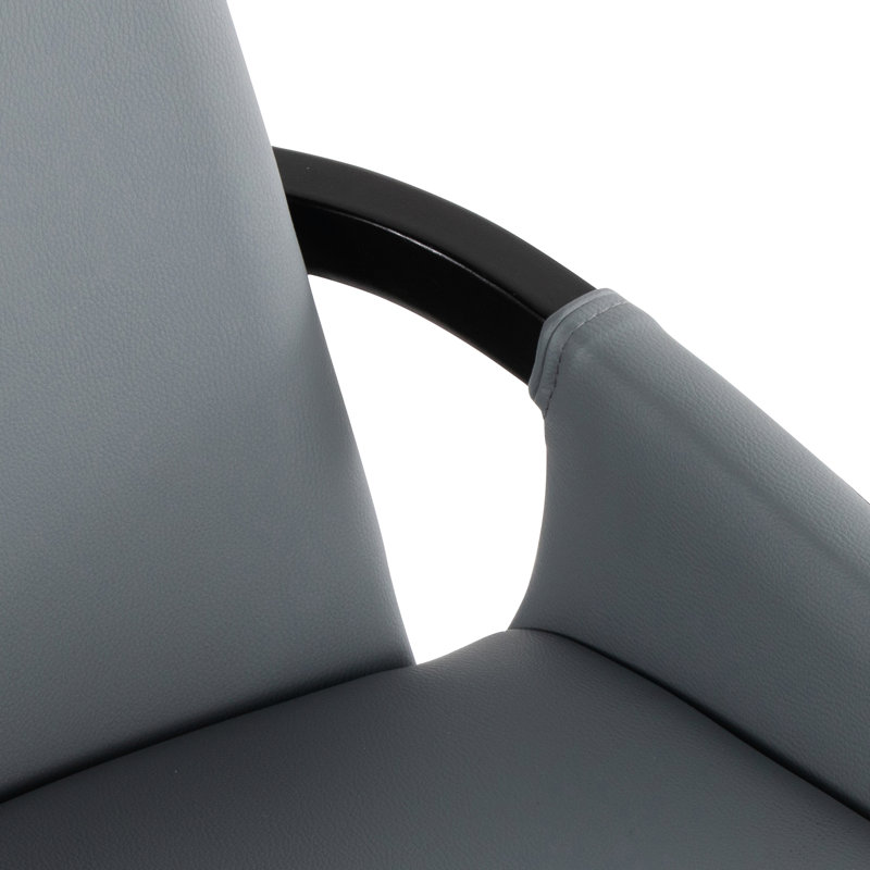 Chaise en similicuir gris et bambou
