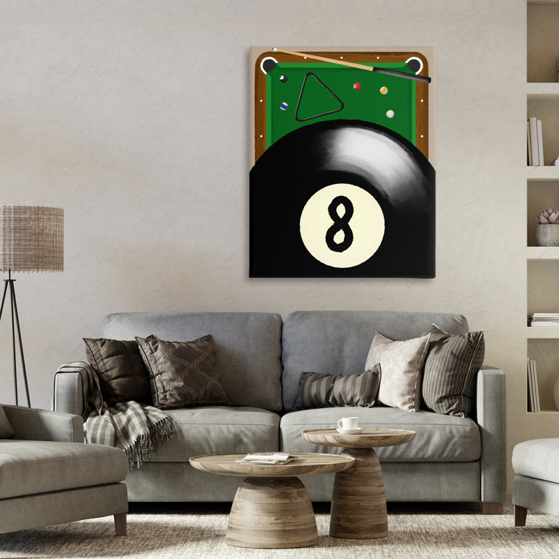 Table de billard et balles en toile, design par Jennifer Stith, H 40 po x l 30 po