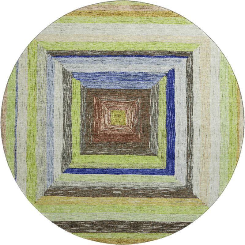 Premium Machine Washable Millbrook AMF1957 Geometric Rug, Round 8'