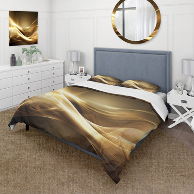 Ensemble de housse de couette Gold Elegant Modern Sofa III - Abstract Modern Waves