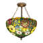 Plafonnier semi-encastré 3 lumières Tiffany, vitrail bronze