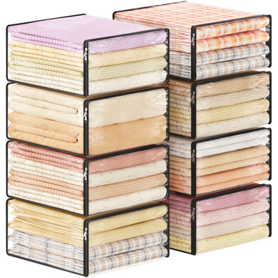8 Pack Clear Clothes Storage Bags With Zipper, Plastic Sweater Storage, Vinyl Foldable Blanket Storage Organizers, Moving Bag Storage Containers For Bed Sheet, Clothing