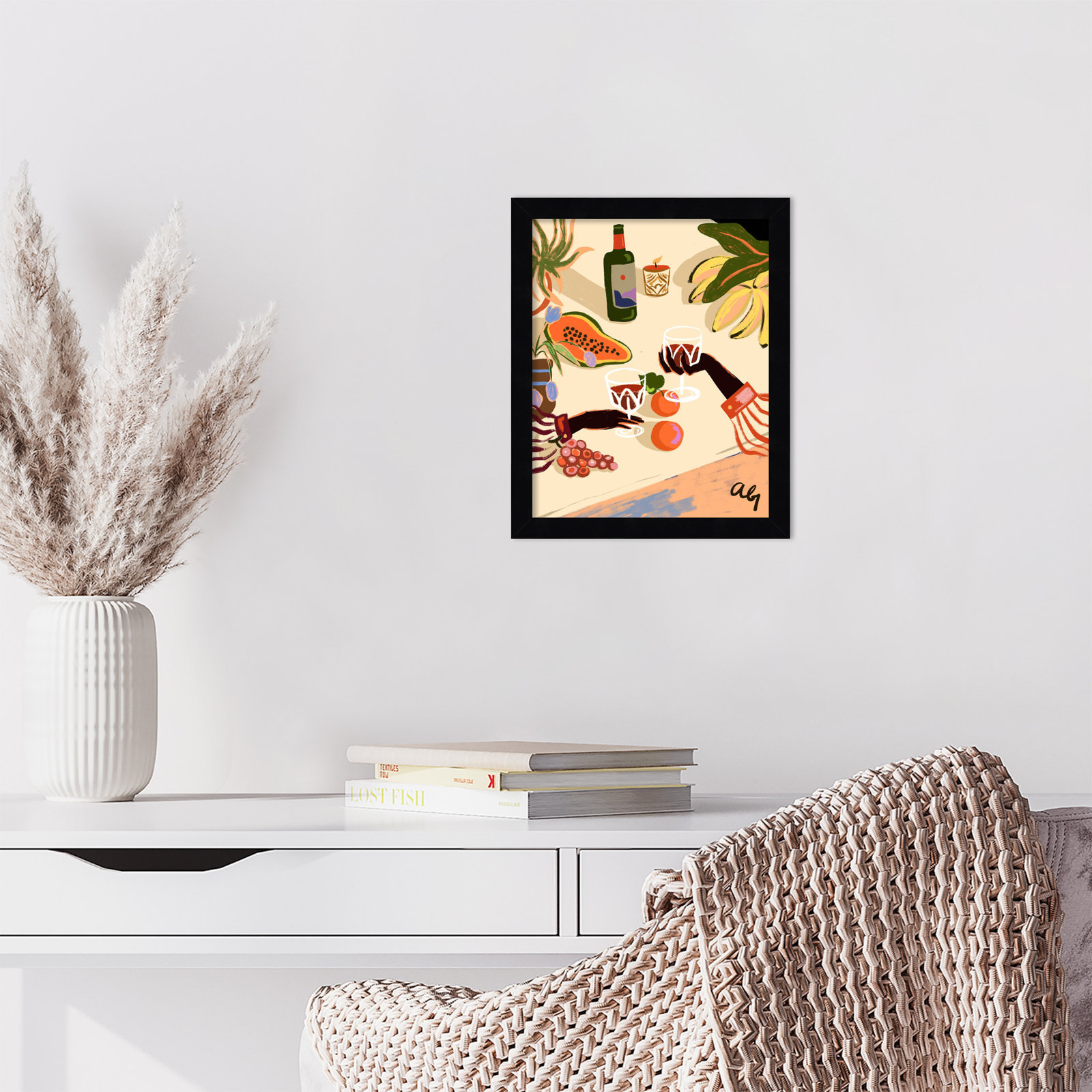 Pritchard "Cheers to You (Wine)" Print, Black, 13" H x 11" W