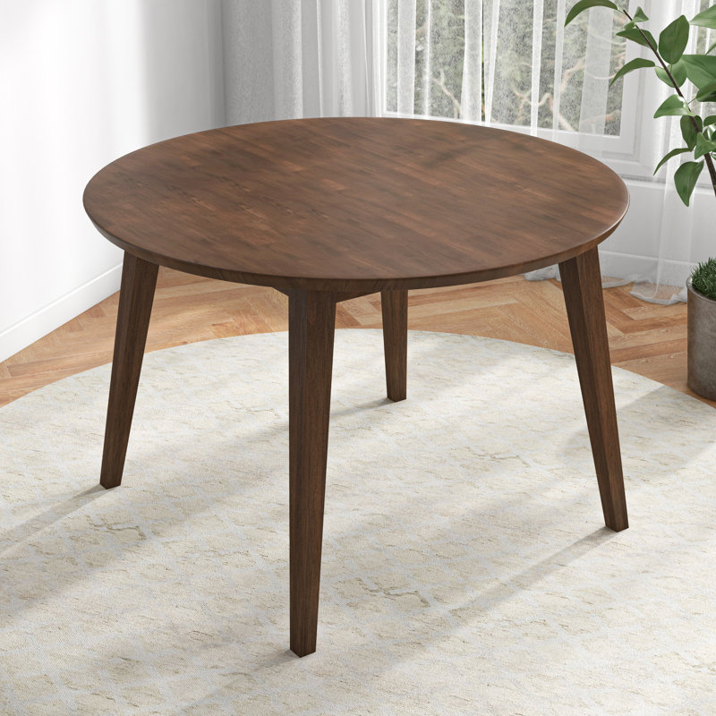 Avra Round Solid Wood Base Dining Table, Brown