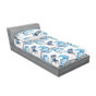 Bleu-vert / motif floral bleu cadet