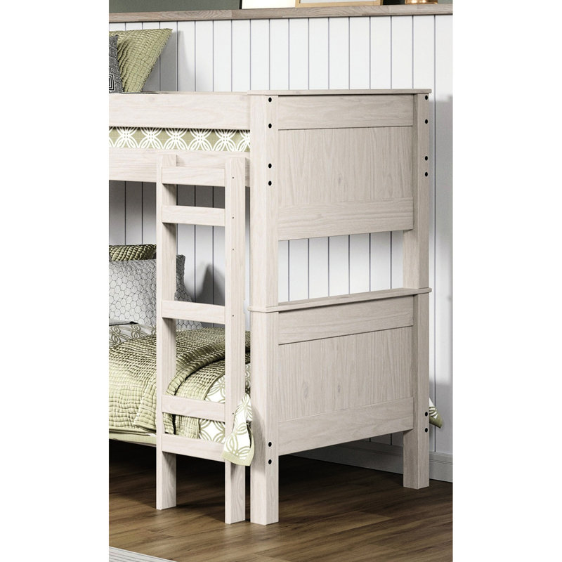 Lit superposé simple rustique fabriqué en bois massif avec éclat blanc qui peut être divisé en deux lits séparés