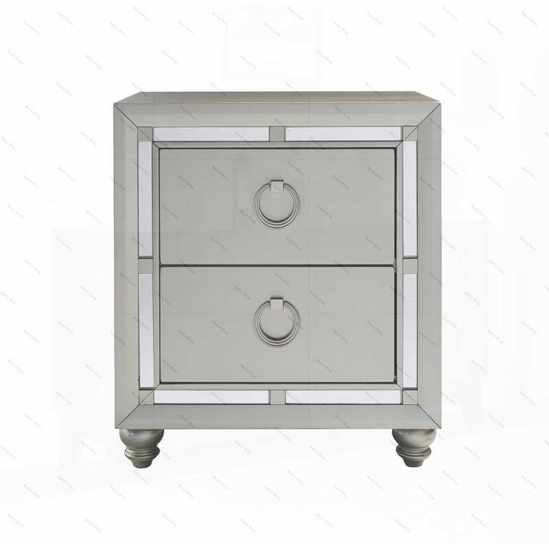 Table de chevet argentée CHLOE GEMSTONE