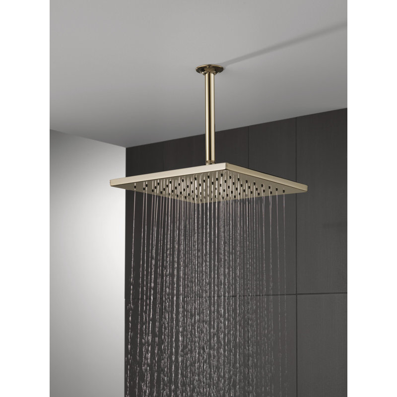 Rain Fixed Shower Head with H2Okinetic Technology, Lumicoat Polished Nickel